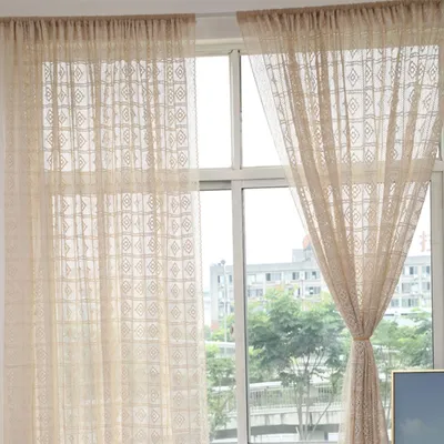 Produktbild von Fensterpaneel 180 cm x 260 cm - Boho Chic - Handgehäkelt - Baumwolle/Leinen - Transparent