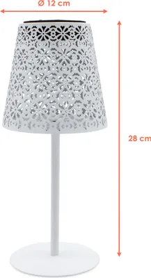 Image de 1.03 Lampe de table solaire rétro en métal - env. 28 x 12 cm - Lampe de table décorative en blanc