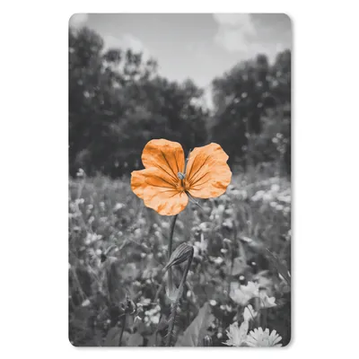 Produktbild von MuchoWow® Mauspad Mousepad Blumen - Schwarz - Weiß - Orange 18x27 cm - Mousepads - Maus Mat - Pad - Mausunterlage
