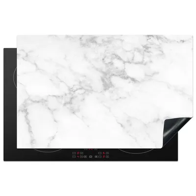 Obrázek produktu pro KitchenYeah® Kryt varné desky mramor - šedý - bílý - strukturovaný mramor, 81x52cm, dekorace do kuchyně, keramický kryt varné desky, kryt varné desky