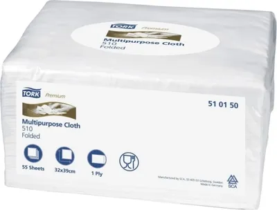 Immagine prodotto di Panni per la pulizia Premium 510 a 1 velo 38,5x32cm bianco PU=8x55 panni
