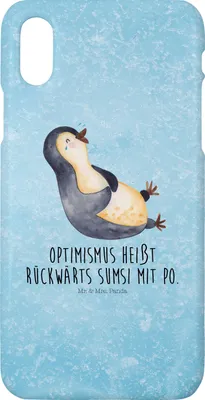 Produktbild von Mr. & Mrs. Panda Iphone 10 Handyhülle Pinguin Lachen - Eisblau - Geschenk, Lustiger Spruch, X, Cover, Handy, Optimismus, Pinguine, Lol, Haha, Hülle