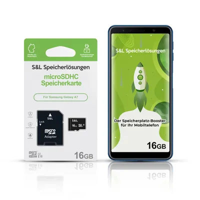 Produktbild von microSD Speicherkarte S&L für Samsung Galaxy A7 - Speicherkapazität: 16 GB