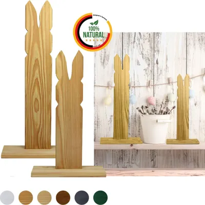 Produktbild von Floranica 2er SET Osterdeko Hase aus Holz Natur 40 und 50 cm Hoch DIY Deko Figur Ostern Frühling