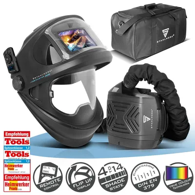 Immagine prodotto di STAHLWERK casco automatico per saldatura MASTER AIR sistema di aria fresca TH3 protezione delle vie respiratorie PAPR