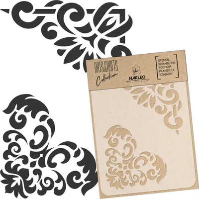 Produktbild von Malschablone für Handwerk A4 21x30cm, Ecken Bordüre Ornament Muster, Wiederverwendbare Kunststoff DIY & Scrapbooking Zeichenschablone