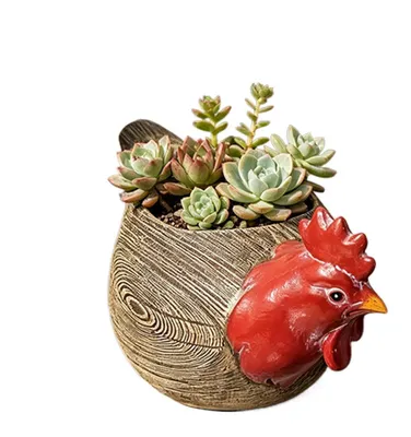 Immagine prodotto di Elzusha - Vaso in resina a forma di gallina, ideale per decorazioni e piante