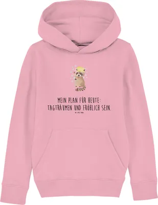Produktbild von Mr. & Mrs. Panda Kinderpullover Waschbär 9-11 Jahre (134/146) - Baumwolle Pink - Geschenk, Seifenblasen, Kapuzenpullover, Plan, Tagträumen, Waschen, Pullover, Fröhlich