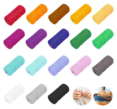 Makramee-Garn 2 mm x 30 m, 18 Farben, Baumwollseil für DIY