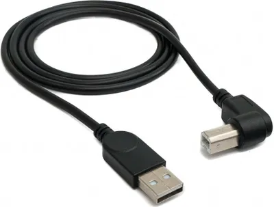Produktbild von SYSTEM-S USB 2.0 Kabel 100 cm Typ B Stecker zu A Stecker Winkel in Schwarz