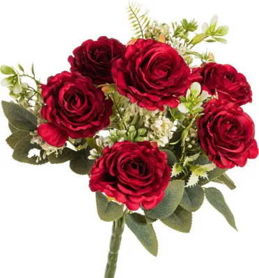 Produktbild von Rosen Kunstblumenstraus - 6x - rot - H43 cm