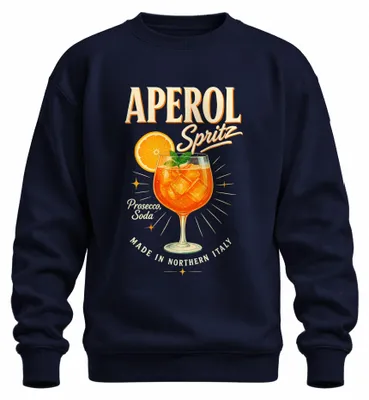 Productafbeelding van Aperol Spritz, Prosecco, Soda, cocktail, zomerse aperitief, vakantie, sweatshirt, trui, marineblauw, 3XL