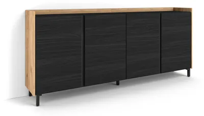 Image de Buffet effet bois noir et chêne 207x35x91cm avec pieds