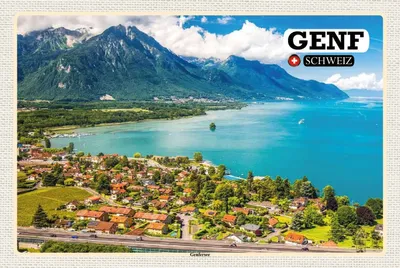 Immagine prodotto di vianmo Insegna in legno 12x18 cm Genf Schweiz Genfersee Natur