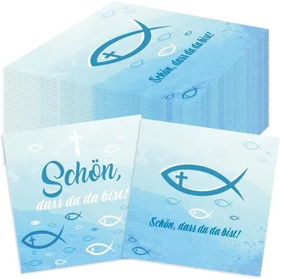 Zdjęcie produktu dla Zestaw 40 papierowych serwetek - motyw ryb - 33 x 33 cm - wysokiej jakości - serwetki dekoracyjne