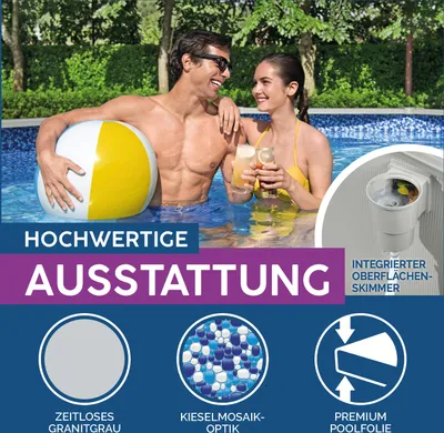 Produktbild von Bestway® Hydrium™ Stahlwandpool Komplett-Set mit Sandfilteranlage 610 x 366 x 122 cm, granitgrau, oval
