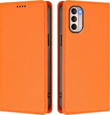 Obrázek produktu pro Kožené pouzdro pro Motorola Moto G41 / Moto G31, magnetické flipové pouzdro zPolyuretankůže se stojánkem Oranžová
