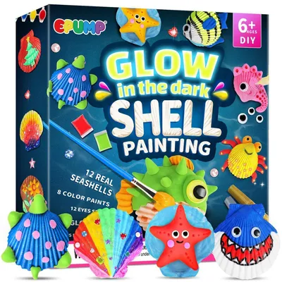 Produktbild von Bastelset Muscheln Bemalen Kinder ab 6 Jahre 12-teilig mit Farben und Modelliermasse