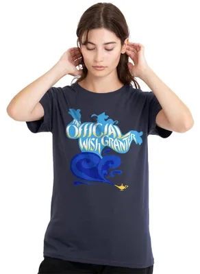 Zdjęcie produktu dla Oficjalna koszulka damska Disney Aladdin, "Dżin - spełniający życzenia", kolor granatowy, rozmiar L