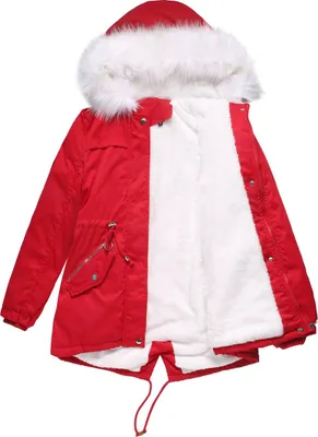 Produktbild von ASKSA Damen Winterparka Mantel Warm Gefuettert Winter Jacke Fleecejacke mit Kapuze Outdoorjacke, Rot, L