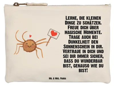 Produktbild von Mr. & Mrs. Panda Federtasche Spinne Agathe Motivation Größe M - Weiß - Geschenk, Kosmetiktasche, Vertrauen, Liebe, Schulmäppchen, Schlampermäppchen, Glück, Pouch, Etui