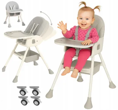 Produktbild von Hochstuhl 3in1 - Babyhochstuhl Grau - Kindersitz Essstuhl - Kinderstuhl - Ab 6 Monaten - mit Tablet