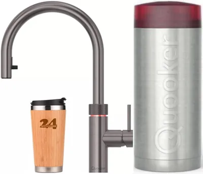 Produktbild von »QUOOKER Flex COMBI+ B Zugauslauf Gunmetal PVD & 100°C Armatur (22+XGME)« (2-St) Spültischmischer mit 100°C Kochendwasserfunktion