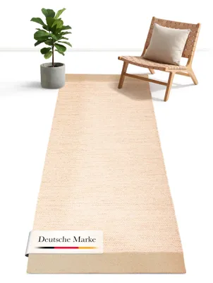 Produktbild von jaloom Wollteppich Lui Taupe Läufer 80x250 cm | Moderner Teppich für Wohnzimmer und Küche