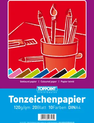 Produktbild von Tonzeichenpapier, A4, 10 Farben