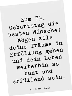 Produktbild von Mr. & Mrs. Panda Postkarte Spruch 79. Geburtstag - Weiß - Geschenk, Geburtstagsgeschenk, Happy Birthday, Grußkarte, siebzigsten, glückliche Momente, besondere Anlässe