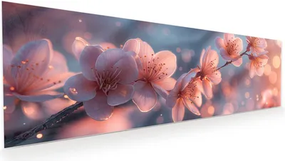 Produktbild von Glasbild 120x40cm in XXL für Wohnzimmer, Schlafzimmer Motiv Blühender Zweig