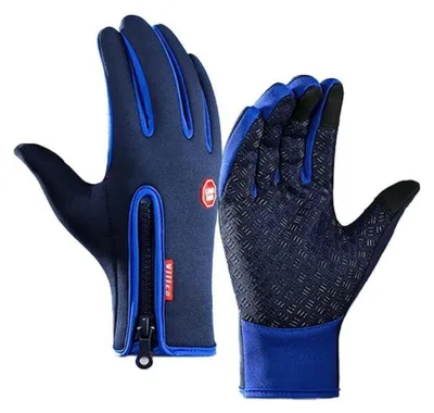 Immagine prodotto di Guanti invernali da uomo e da donna, termici, antivento, compatibili con touchscreen, colore blu, taglie S e XL