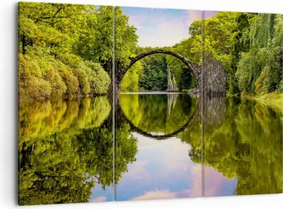 Produktbild von Bild auf Leinwand - Leinwandbild - Park Natur Wasser - 105x70cm - Wand Bild - Wanddeko - Wandbilder - Leinwanddruck - Bilder - Kunstdruck - Wanddekoration - Leinwand bilder - Wandkunst - CE105x70-3902