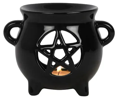 Produktbild von Schwarze Duftlampe als Hexenkessel mit Pentagramm