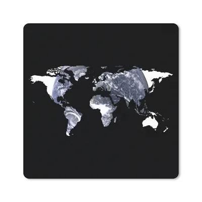 Produktbild von MuchoWow® Mauspad Mousepad Weltkarte - Schwarz - Globus 30x30 cm - Mousepads - Maus Mat - Pad - Mausunterlage - Gaming