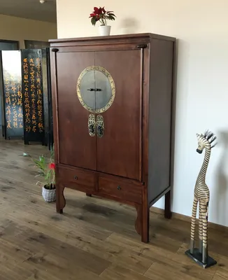 Produktbild von Opium Outlet meble szafka komoda kredens szafka ślubna azjatycka orientalna porcelana vintage drewno brązowy.