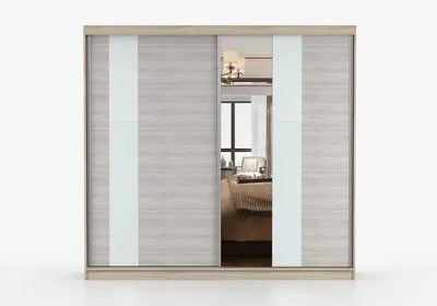 Produktbild von Schwebetürenschrank Kleiderschrank Schrank 233 cm Sonoma-Eiche/Kathult mit Spiegel, 2-türig, Schlafzimmer,