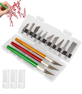 Präzisionsmesser-Set, 3 Stück + 10 Klingen, Bastelmesser