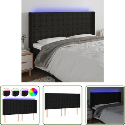 Produktbild von The Living Store LED Kopfteil Schwarz 163x16x118/128 cm Stoff