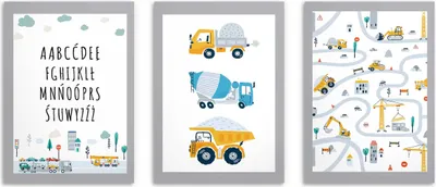Produktbild von Posterset für Kinder Alphabet Autos Kinderbilder für Jungen 30x40