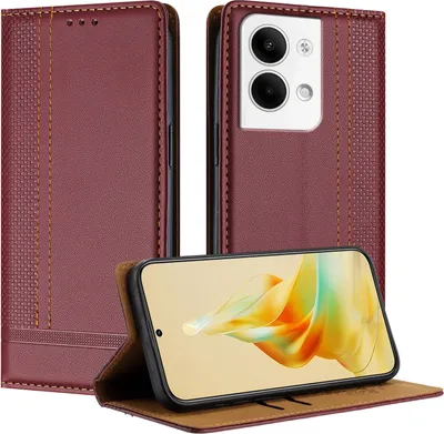 Image de Etui pour OPPO Reno9 étui en cuir avec fonction stand rouge foncé