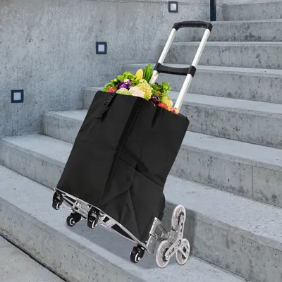 Produktbild von Treppensteigwagen, faltbarer Treppensteiger, Einstellbare Höhe ausziehbarer Handwagen, Schwarz+Silber