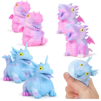 Produktbild von com-four® 6x Anti-Stress Quetschball - Drachen Knautschball zum Entspannen