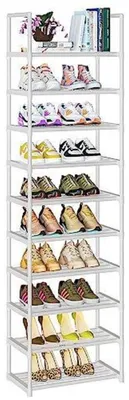 Produktbild von Schuhregal Metall 10 Ebenen schmal hoch Weiß