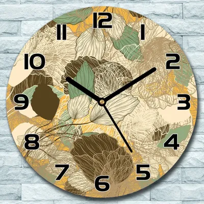 Produktbild von Wanduhr aus Glas Rund fi 30 Abstrakt Blumen gold Quarz Deko Schlafzimmer Büro