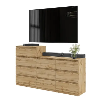 Immagine prodotto di Grande cassettiera GABRIEL 160 cm - Rovere Wotan - Credenza moderna con 10 cassetti