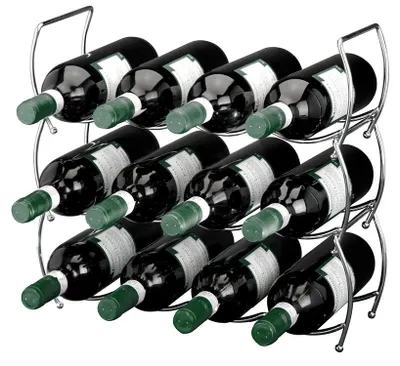 Zdjęcie produktu dla Koopman Excellent Housewares stojak na wino na 12 butelek, stal chromowana, 42x14x42 cm, srebrny