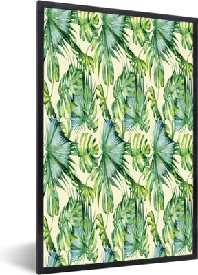 Produktbild von MuchoWow® MuchoWow® Gerahmtes Poster Vintage - Tropisch - Blätter 60x90 cm - Poster mit zchwarzem Bilderrahmen - Kunst