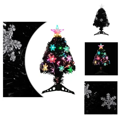Produktbild von vidaXL Weihnachtsbaum mit LED-Schneeflocken Schwarz 64 cm Fiberoptik -  Weihnachtsbäume