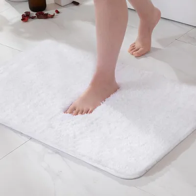 Immagine prodotto di Tappeto da bagno, tappetino antiscivolo, bianco, 40x60 cm, in microfibra, assorbente, lavabile in lavatrice